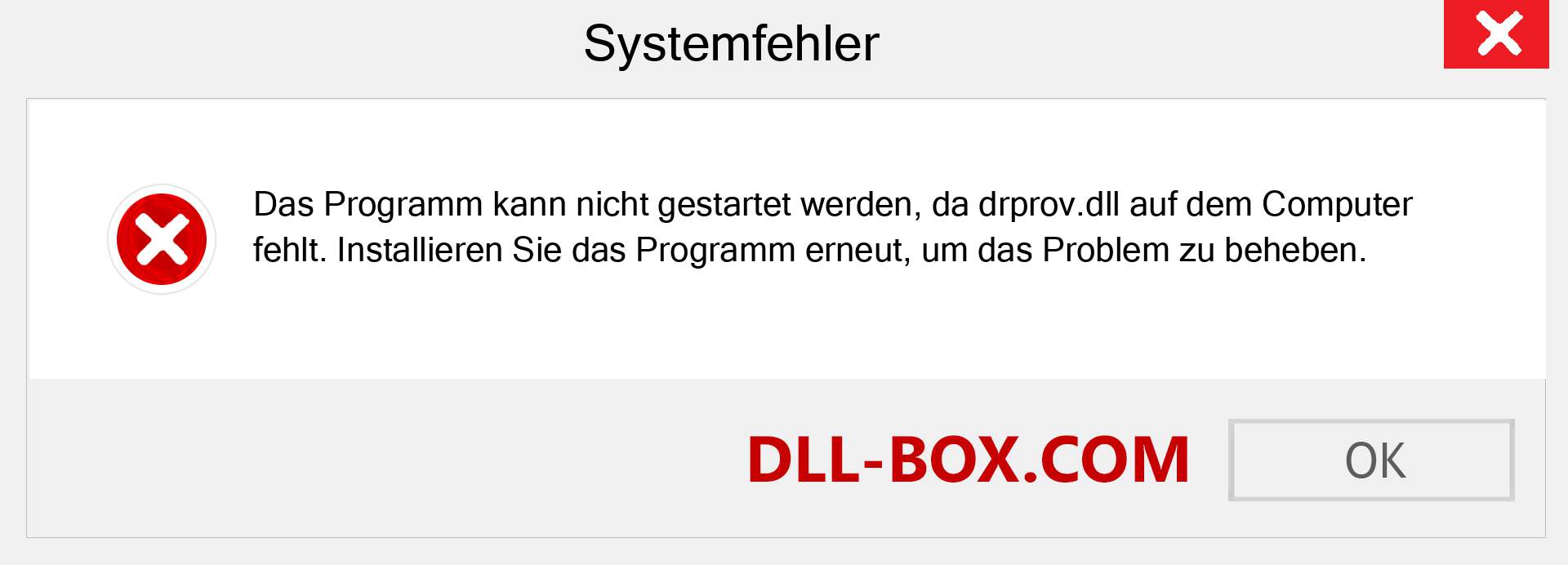 drprov.dll-Datei fehlt?. Download für Windows 7, 8, 10 - Fix drprov dll Missing Error unter Windows, Fotos, Bildern