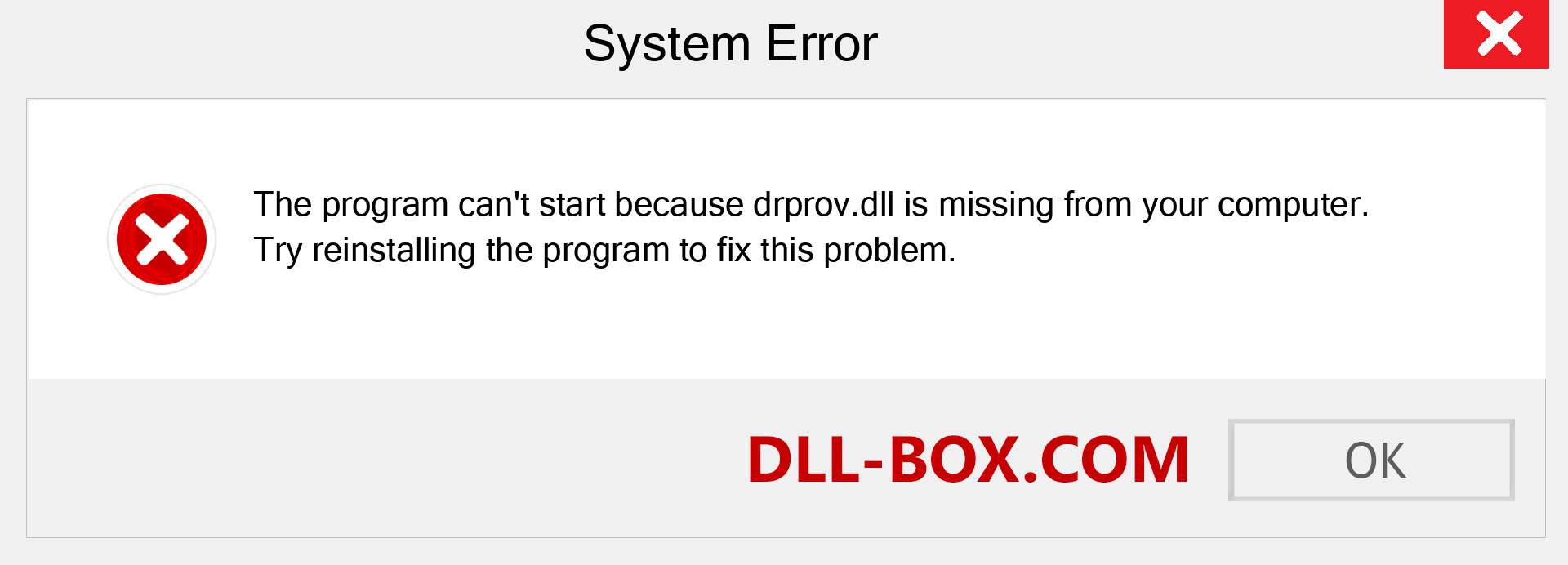  drprov.dll file is missing?. Download for Windows 7, 8, 10 - Fix  drprov dll Missing Error on Windows, photos, images